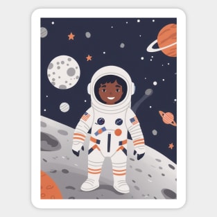 Little Astronaut Boy in Space Sticker